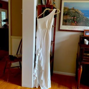 One shoulder white maxi dress
